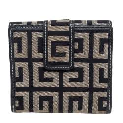 مملوكة مسبقًا Givenchy Grey/Black Signature Canvas and Leather Compact Wallet