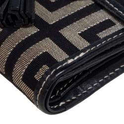 مملوكة مسبقًا Givenchy Grey/Black Signature Canvas and Leather Compact Wallet