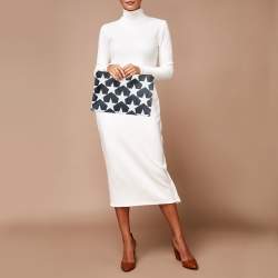 Pre Owned Givenchy White/Black Star Print Large Pouch