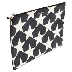 Pre Owned Givenchy White/Black Star Print Large Pouch