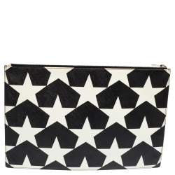 Pre Owned Givenchy White/Black Star Print Large Pouch