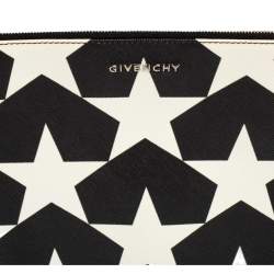 Pre Owned Givenchy White/Black Star Print Large Pouch