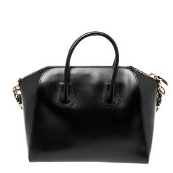 مملوكة مسبقًا حقيبة ساتشل جيفنشي انتيغونا متوسطة جلد غلودي سوداء