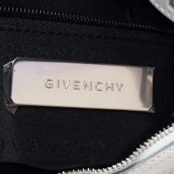 Pre Owned Givenchy White Shimmery Signature Canvas and Leather Trim Hobo