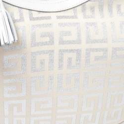 Pre Owned Givenchy White Shimmery Signature Canvas and Leather Trim Hobo