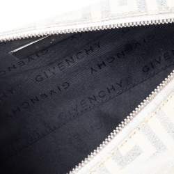 Pre Owned حقيبة يد صغيرة جيفنشي كانفاس أبيض لامع بحافة جلد