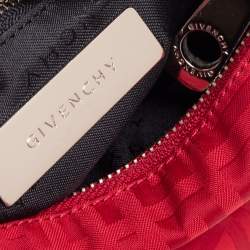 Pre Owned Givenchy Red Monogram Nylon Baguette Bag