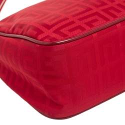 Pre Owned Givenchy Red Monogram Nylon Baguette Bag