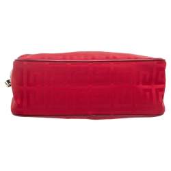 Pre Owned Givenchy Red Monogram Nylon Baguette Bag