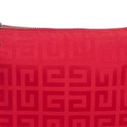 Pre Owned Givenchy Red Monogram Nylon Baguette Bag