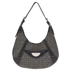 Pre Owned Givenchy Grey/Black Monogram Canvas And Leather Hobo