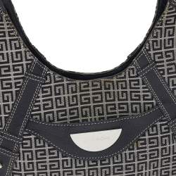 Pre Owned Givenchy Grey/Black Monogram Canvas And Leather Hobo