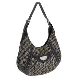 Pre Owned Givenchy Grey/Black Monogram Canvas And Leather Hobo