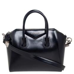 Pre Owned حقيبة ساتشل جيفنشي أنتيغونا جلد لامع أسود صغيرة