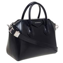 Pre Owned حقيبة ساتشل جيفنشي أنتيغونا جلد لامع أسود صغيرة