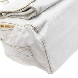 Givenchy White Leather East West Buckle Top Handle Bag