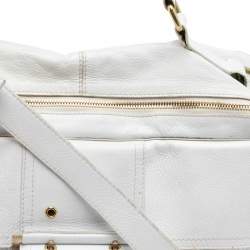 Givenchy White Leather East West Buckle Top Handle Bag