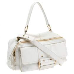 Givenchy White Leather East West Buckle Top Handle Bag
