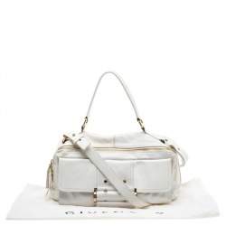 Givenchy White Leather East West Buckle Top Handle Bag