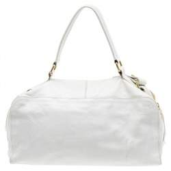 Givenchy White Leather East West Buckle Top Handle Bag