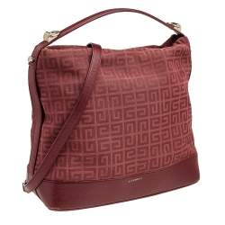 Pre Owned Givenchy Burgundy Monogram Canvas and Leather Hobo