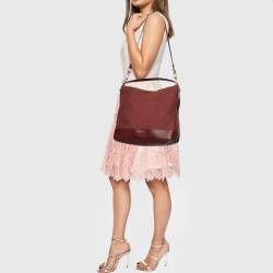 Pre Owned Givenchy Burgundy Monogram Canvas and Leather Hobo