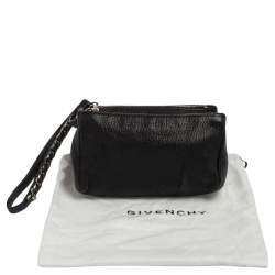 مملوكة مسبقًا Givenchy Black Leather Pandora Wristlet Pouch