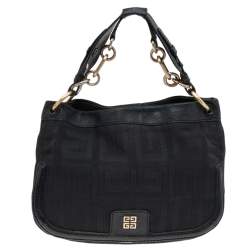 Pre Owned Givenchy Black Signature Nylon and Leather Hobo