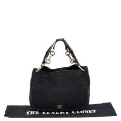 Pre Owned Givenchy Black Signature Nylon and Leather Hobo