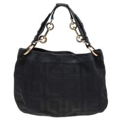 Pre Owned Givenchy Black Signature Nylon and Leather Hobo