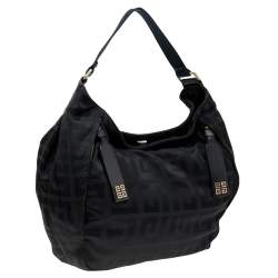 Pre Owned Givenchy Black Signature Nylon and Leather Hobo