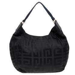 Pre Owned Givenchy Black Signature Nylon and Leather Hobo
