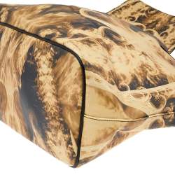 مملوكة مسبقًا حقيبة يد توتس جيفنشي انتيغونا شوبينغ كانفاس مقوى مطبوع لهب أصفر/أسود