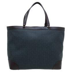 Pre Owned Givenchy Brown/Black Coated Canvas and Leather Shopper Tote