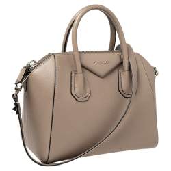 Pre Owned Givenchy Dark Beige Leather Small Antigona Satchel