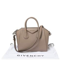Pre Owned Givenchy Dark Beige Leather Small Antigona Satchel