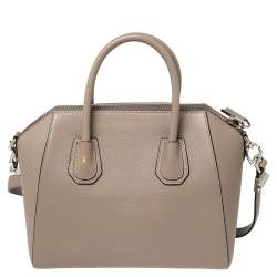Pre Owned Givenchy Dark Beige Leather Small Antigona Satchel