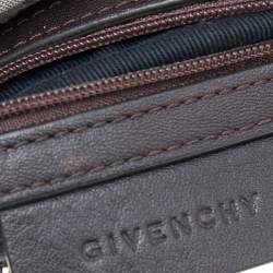 Pre Owned حقيبة هوبو جيفنشي سحاب جلد وكانفاس مونوغرامي بني/ رمادي