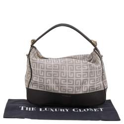 Pre Owned حقيبة هوبو جيفنشي سحاب جلد وكانفاس مونوغرامي بني/ رمادي