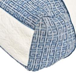 Pre Owned Givenchy Blue/White Monogram Denim and Leather Side Pocket Hobo