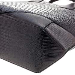 Pre Owned Givenchy  Black Croc Embossed Leather Tote