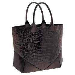 Pre Owned Givenchy  Black Croc Embossed Leather Tote