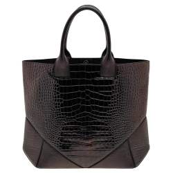 Pre Owned Givenchy  Black Croc Embossed Leather Tote