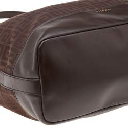 Pre Owned Givenchy Dark Brown Monogram Canvas And Leather Hobo