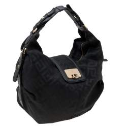 Pre Owned Givenchy Black Monogram Nylon and Leather Hobo