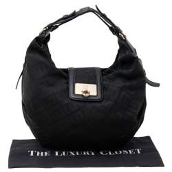 Pre Owned Givenchy Black Monogram Nylon and Leather Hobo