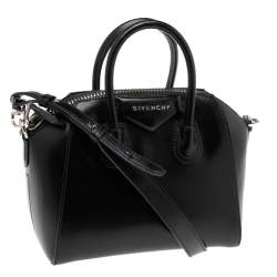 Pre Owned حقيبة ساتشل جيفنشي انتيغونا جلد أسود صغيرة