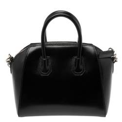 Pre Owned حقيبة ساتشل جيفنشي انتيغونا جلد أسود صغيرة