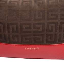 Pre Owned Givenchy Brown/Red Monogram Canvas and Leather Zip Hobo