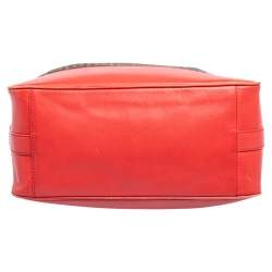 Pre Owned Givenchy Brown/Red Monogram Canvas and Leather Zip Hobo